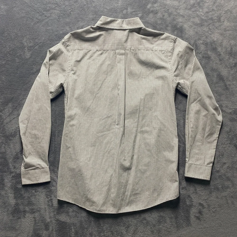 Cherokee Shirt Youth XL 16 Navy White Check Button Down Long Sleeve Made in 2015